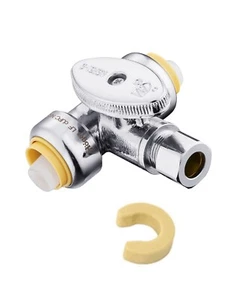 10PCS EFIELD 1/2" x 1/2" PUSH FIT TEE STOP VALVE x3/8" OD Compression, 1/4 Turn - Picture 1 of 2