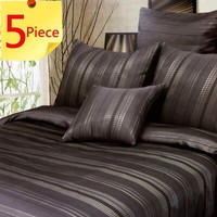 3 Pce Flamenco Charcoal Taupe Jacquard Quilt Doona Duvet Cover Set QUEEN KING