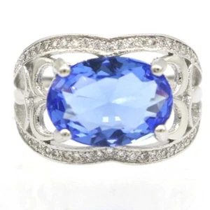 Gorgeous Rich Blue Violet Tanzanite CZ Gift For Mother Silver Rings 9.25 - Bild 1 von 3