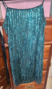 Trixxi Green Sequin Sparkly Fringe Flapper Formal Cocktail Prom Mini Dress XS - Picture 1 of 3