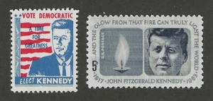 JOHN F KENNEDY JFK - SELLO ELECTORAL DE 1960 + SELLO POSTAL CONMEMORATIVO DE 1964 - COMO NUEVO - Imagen 1 de 1