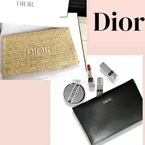 Christian Dior Pochette Pochette Set di 2, Pelle Nera e Rattan Estivo Beige - Foto 1 di 20