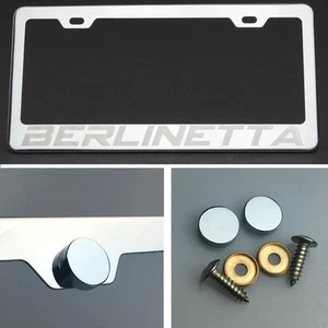 Berlinetta Laser Engraved Stainless Steel License Plate Frame Chrome Screw Cap - Picture 1 of 12