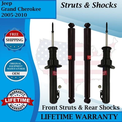 KYB OEM Front Strut & Rear Shock For 2005-2010 Jeep Grand Cherokee Lifetime Warr - Изображение 1 из 4