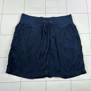 Athleta Skirt Womens 2 Navy Blue Linen Seline Casual Athletic Coastal Comfort - Picture 1 of 8