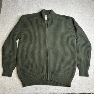 Hombre L.L. Suéter Bean Grande Cremallera Completa Tejido con Cable Algodón Verde - Imagen 1 de 6
