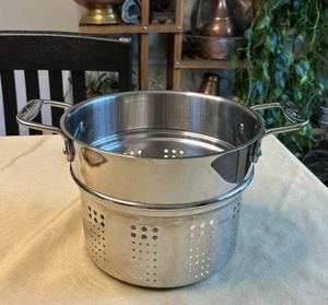 All Clad Pasta Strainer Insert Colander Stock Pan Stainless Steel- 7"H x 9.25" D - Picture 1 of 6