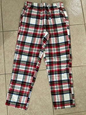 New Old Navy White Red Tartan Plaid Flannel Pajama Pants Sz Medium Match the Fam - Image 1 of 4