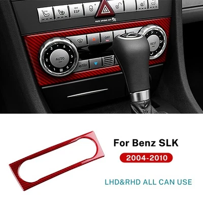 Pegatina de panel de CA de control central de fibra de carbono roja para Mercedes-Benz SLK 2004-2010 Foto 1 de 4