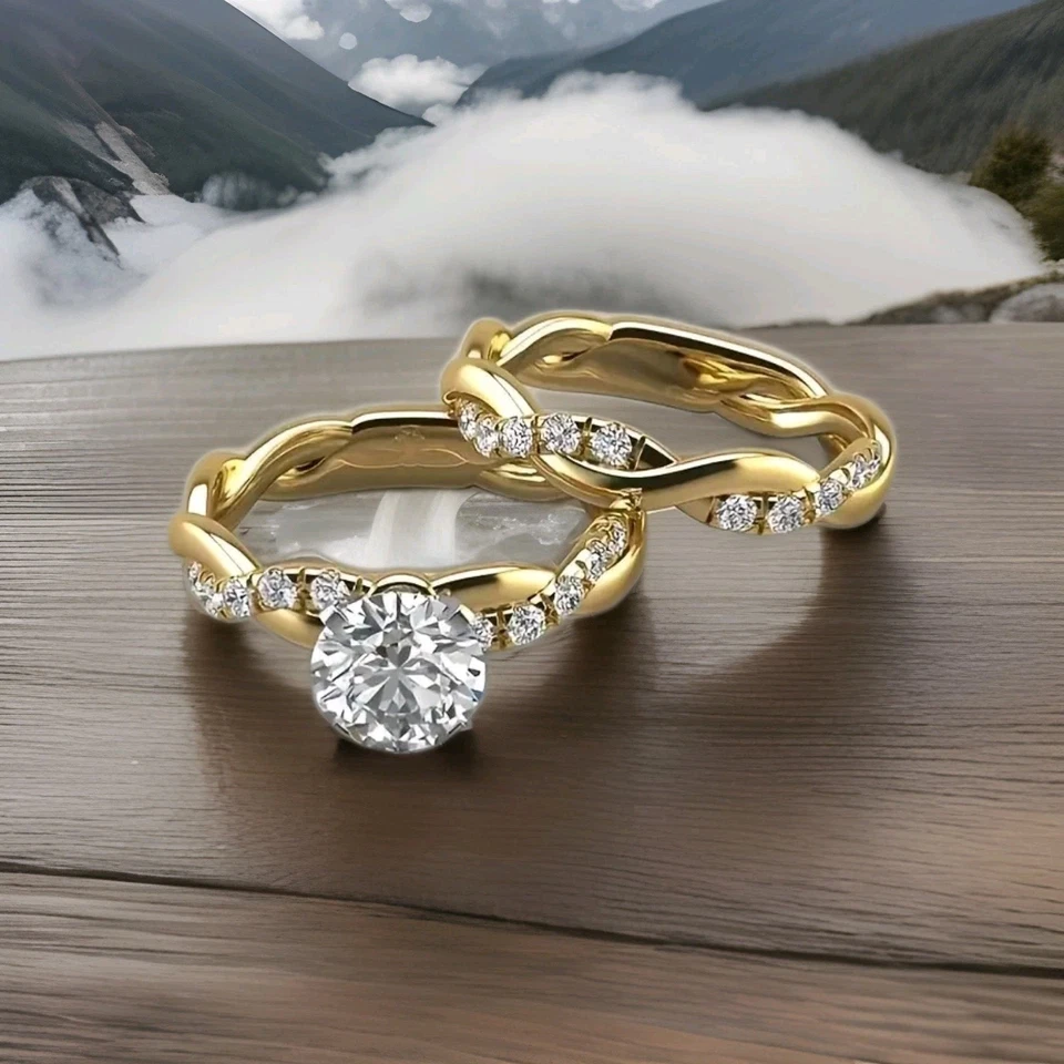 Damen verlobungsring Weißen Zirkonia stein 14 karaT VERGOLDET  Große 9 - Bild 1 von 1