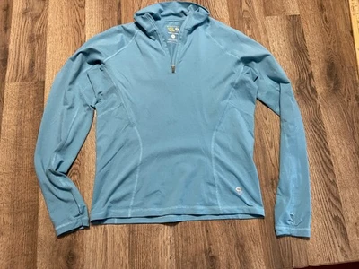 Camisa Mountain Hard Wear, Feminina Pequena, Azul, Manga Longa, Zíper 1/4, Roupa Ativa - Imagem 1 de 4