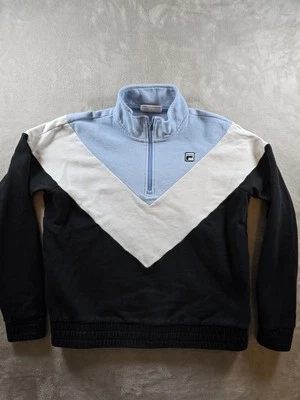 Fila Sport Mujer XL Azul Blanco y Negro Cuarto 1/4 Cremallera Sudadera Suéter Foto 1 de 4
