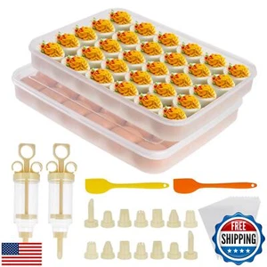 2 Pack 60 Slots Deviled Egg Containers with Lid, Clear Deviled Egg Tray Carri - Picture 1 of 5