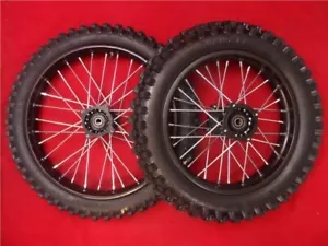 Pit Bike Big Wheel & Tyre Conversion Kit. Black 17" Front 14" Rear 15mm Steel - Picture 1 of 4