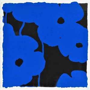 DONALD SULTAN 'Blue Poppies 9/24/08' SIGNED Ltd Ed. Silkscreen Print w/ Flocking - Picture 1 of 14