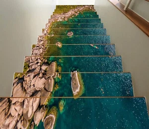 3D Deep Blue Sea E35 Stair Risers Decoration Photo Mural Vinyl Decal Wallpaper E - Picture 1 of 6