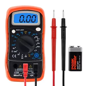 WeePro Vpro850L Digital Multimeter DC AC Voltmeter, Ohm Volt Amp Test Meter, US - Picture 1 of 7
