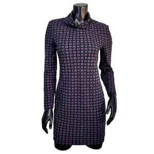 Vintage 90s Sisley Italy Womens S Geo Pattern Lightweight Mini Dress Long Sleeve - Picture 1 of 11