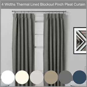 VILLA: SHANTUNG 100% BLOCKOUT PINCH PLEAT CURTAINS 100% BLACKOUT ROOM DARKENING - Picture 1 of 9