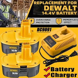 2PACK 14.4V For DEWALT DC9091 Battery /Charger DW9091 DW9094 DE9091 Replacement - Picture 1 of 19