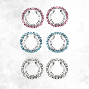 Paved Circle Crystal CZ Clip On Nipple Ring Non Piercing Jewelry Sold as Pair - Picture 1 of 8