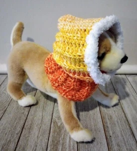 handmade crochet dog pet hood hat cat snood xs small sunrise orange ombre new - Picture 1 of 4