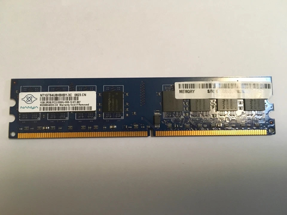 1GB Nanya NT1GT64U8HB0BY-3C PC2-5300U 667MHz DDR2 Non-ECC Desktop Memory         - Image 1 of 1