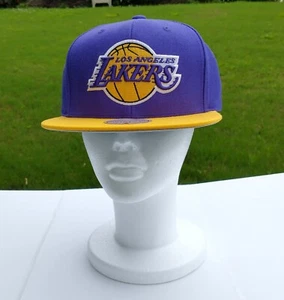 Mitchell & Ness Los Angeles LA Lakers Snapback Hat Cap Purple/Yellow/XL Logo - Picture 1 of 7