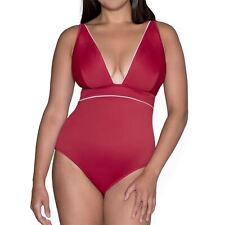 Curvy Kate Poolside Plunge Swimsuit Swimming Costume Red/Pink Print CS010606