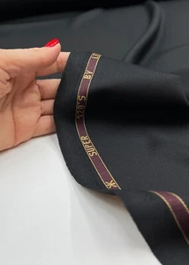Black Super 120'S Wool Suiting Fabric Merino Twill Cloth LEADFORD Italy 4.20m - Picture 1 of 11