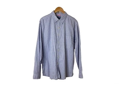 Camisa abotonada The Original Arizona Jean Co para hombre talla L azul blanco algodón a cuadros Foto 1 de 4