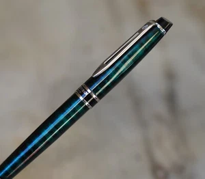 Very Beautiful Waterman Expert Fountain Pen In Dark Green Lacquer Black & Chrome - Picture 1 of 11