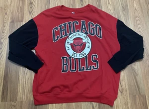 Chicago Bulls Sweatshirt Mens XXL Raglan Crewneck Retro Logo Red Black - Picture 1 of 9