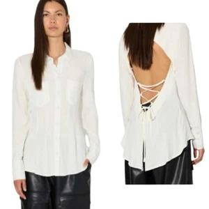 SOMETHING NEW Nadia Open Tie Back Blouse NWT - Picture 1 of 6
