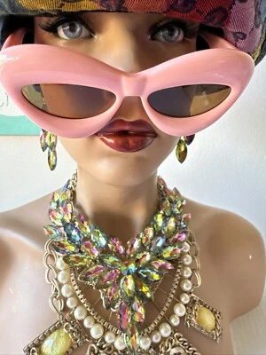 HOLOGRAM Set 💎 CHUNKY Necklace EXQUISITE PROM WEDDING JEWELS 💎 STATUS (19) - Image 1 of 4