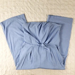 Vineyard Vines Women Sz 10 Strapless Blue Seersucker Style Jumpsuit Lined Beach - Picture 1 of 14
