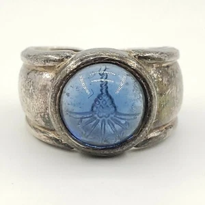 Sterling Silver Ring Size 5.5 Womens Ladys Blue Gemstone Vintage Antique Artisan - Picture 1 of 8