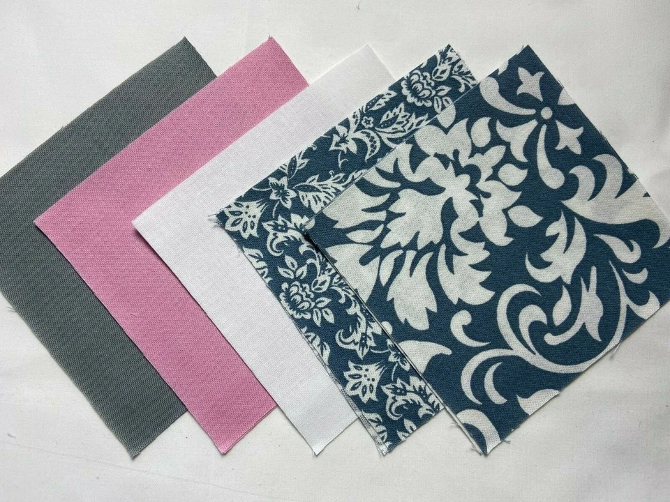 100 4'" Quilting Fabric Squares Charm Pack Precut Cotton Pink Gray Damask - Image 1 of 1