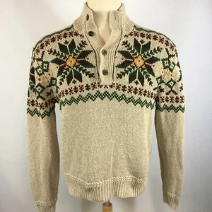 Rare Vintage Ralph Lauren Polo Linen Silk Snowflake Sweater Shirt Jacket Winter - Picture 1 of 7