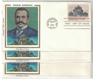 3 VINTAGE 1981 FDC AMERICAN ARCHITECTURE STANFORD WHITE COLORANO SILK CACHET - Picture 1 of 1