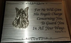 ๐ Angels Metal Prayer Plaque Glass Mirror Decoration Religious Christian Jewish - Picture 1 of 8