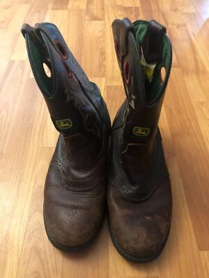 Dan Post John Deere Kid's Size 12-13 Brown Embroidered Boots #JD3502 - Image 1 of 4