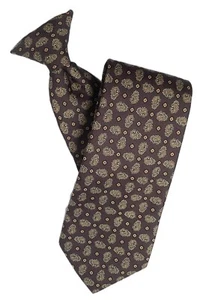 Brown Paisley clip on tie ready tied - Picture 1 of 5