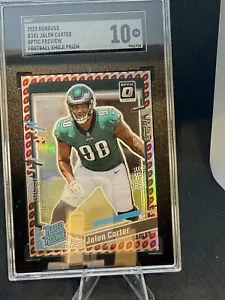 2023 Panini Donruss Optic Jalen Carter Football Emoji SSP Eagles RC SGC 10 Pop 1 - Picture 1 of 2