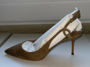 Aquazzura Firenze Serpentine Sling 75 Camel Suede. NIB Size EU 39/US 8 Designer - Picture 1 of 20