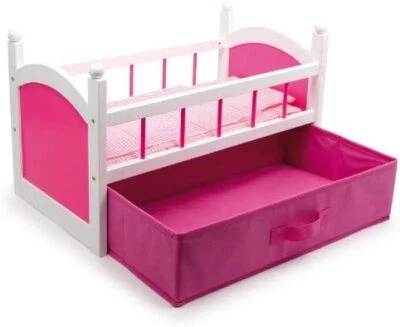 Gamez Galore - Doll's Wooden Cot With Pink Bedding & Storage Drawer - Image 1 of 3