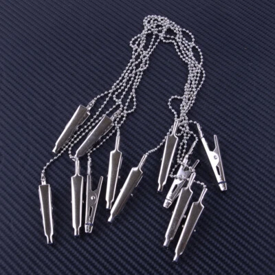 6Pc Stainless steel Flexible Dental Bib Clips Napkin Holder Ball Chain Dentist O - Photo 1/4