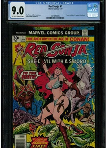 RED SONJA #1 CGC 9.0 1977 ROY THOMAS BASED ON ROBERT HOWARD'S RED SONJA OWTW PGS - Picture 1 of 2