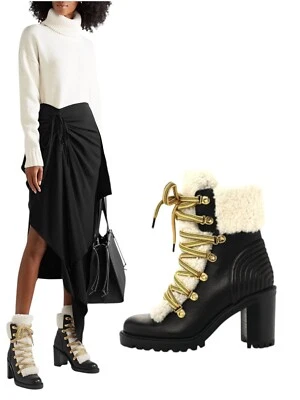 Christian Louboutin Yetita Botas de Senderista de Piel de Oveja Cuero Negras para Mujer Talla 36.5 Foto 1 de 4