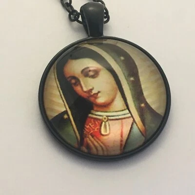 Virgin Mary   religious domed pendant NECKLACE   UK seller A11 - Image 1 of 4
